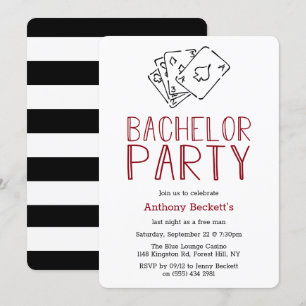 Modern Casino Night Bachelor Party Kaart