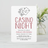 Modern Casino Night Birthday Party Invitation Kaart (Staand voorkant)