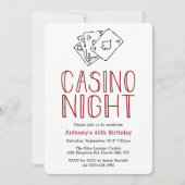 Modern Casino Night Birthday Party Invitation Kaart (Voorkant)