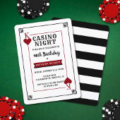 Modern Casino Night Birthday Party Invitation Kaart