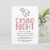 Modern Casino Night Birthday Party Invitation Kaart (Staand voorkant)