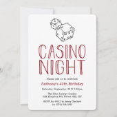 Modern Casino Night Birthday Party Invitation Kaart (Voorkant)