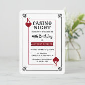 Modern Casino Night Birthday Party Invitation Kaart (Staand voorkant)
