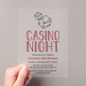 Modern Casino Night Verjaardagsfeest Acryl Uitnodigingen (Insitu (Draagbaar))