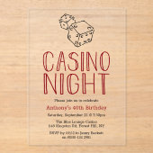 Modern Casino Night Verjaardagsfeest Acryl Uitnodigingen (Voorkant)