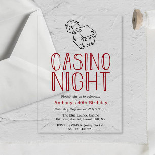 Modern Casino Night Verjaardagsfeest Acryl Uitnodigingen
