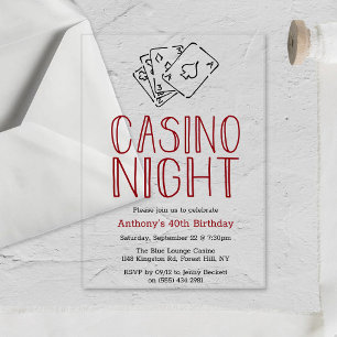 Modern Casino Night Verjaardagsfeest Acryl Uitnodigingen