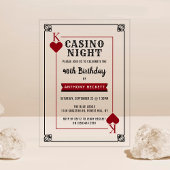 Modern Casino Night Verjaardagsfeest Acryl Uitnodigingen