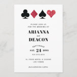 Modern Casino Wedding Invitation met Red Glitter Kaart<br><div class="desc">Deze uitnodiging voor een bruiloft voor het moderne koppel is schoon en eenvoudig met een modern gevoel en een glitzy casino met rode glitter- en zwarte-kaartpakken,  waardoor dit de perfecte keuze is voor een lavish Las Vegas affaire.</div>