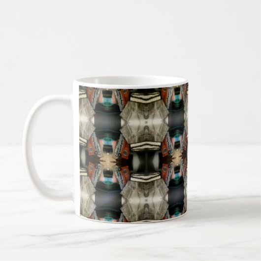 Modern Castle Brown/Grey Pattern Koffiemok (Links)