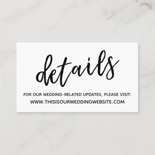 Modern Casual Bewaar de Datum & Bruiloft Detail Ka Visitekaartje (Achterkant)