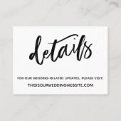 Modern Casual Bewaar de Datum & Bruiloft Detail Ka Visitekaartje (Achterkant)