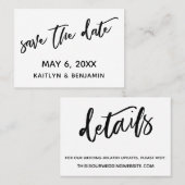Modern Casual Bewaar de Datum & Bruiloft Detail Ka Visitekaartje (Voorkant / Achterkant)