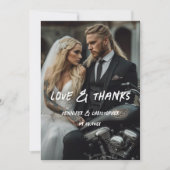 Modern Casual Biker Wedding Motorcycle Theme Bedankkaart (Voorkant)