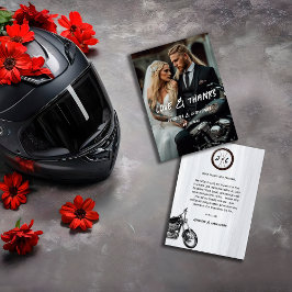 Modern Casual Biker Wedding Motorcycle Theme Bedankkaart