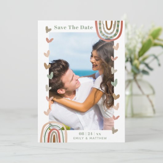 Modern Casual Boho Wedding Engaged Save The Date (Staand voorkant)