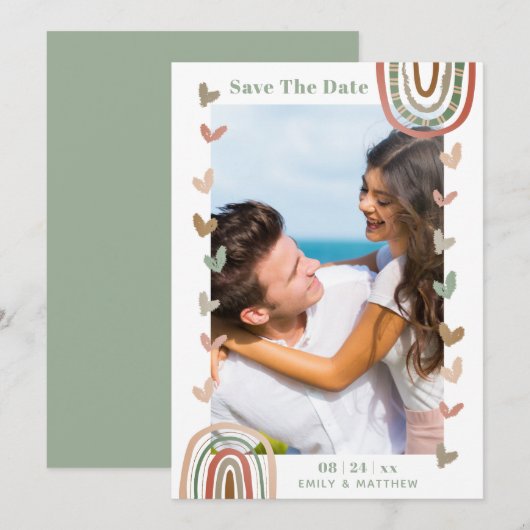 Modern Casual Boho Wedding Engaged Save The Date (Voorkant / Achterkant)