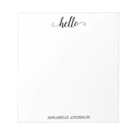 Modern Casual elegant script zwart grijs Hallo Notitieblok