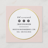 MODERN CASUAL elegante border zwart goud blush roz Vierkante Visitekaartje (Achterkant)