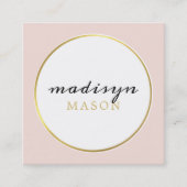 MODERN CASUAL elegante border zwart goud blush roz Vierkante Visitekaartje (Voorkant)