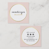 MODERN CASUAL elegante border zwart goud blush roz Vierkante Visitekaartje (Voorkant / Achterkant)