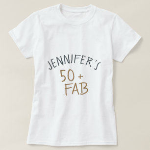 Modern Casual Gold Black 50 Fabulous Birthday T-shirt