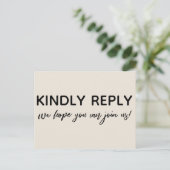 Modern Casual Handschrift Elegant Cream RSVP Briefkaart (Staand voorkant)