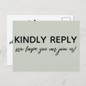 Modern Casual Handschrift Sage Green RSVP Briefkaart (Voorkant / Achterkant)