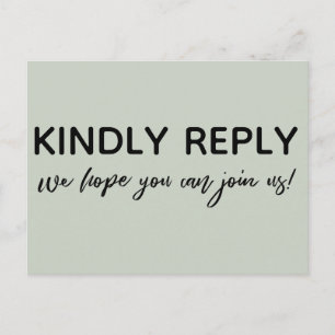 Modern Casual Handschrift Sage Green RSVP Briefkaart