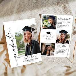 Modern Casual Photo Graduation Party Invitation Kaart