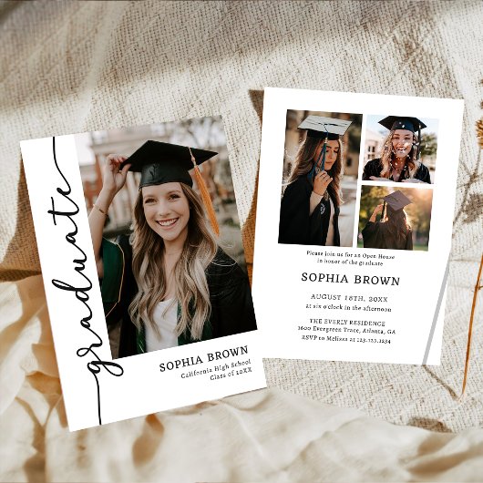 Modern Casual Photo Graduation Party Invitation Kaart