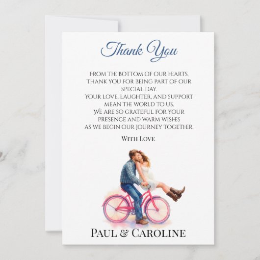 Modern Casual Romantic Couple Illustration Party Bedankkaart (Voorkant)