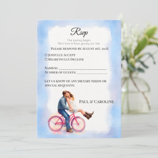 Modern Casual romantisch paar verlovingsfeest Save The Date (Staand voorkant)