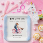 Modern Casual Romantisch Trouwen Artistiek Paar Papieren Bordje (Feest)