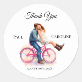 Modern Casual Romantisch Trouwen Artistiek Paar Ronde Sticker