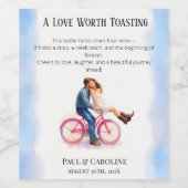 Modern Casual Romantisch Trouwen Artistiek Paar Wijn Etiket (Enkel label)