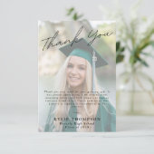 Modern Casual Script 4 Foto Afstuderen Dank u Bedankkaart (Staand voorkant)