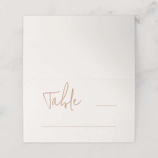 Modern Casual Script Aardse bruiloft Plaatskaartje (Buitenkant ongevouwen)