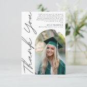Modern Casual Script Arch Photo Afstuderen Black Bedankkaart (Staand voorkant)