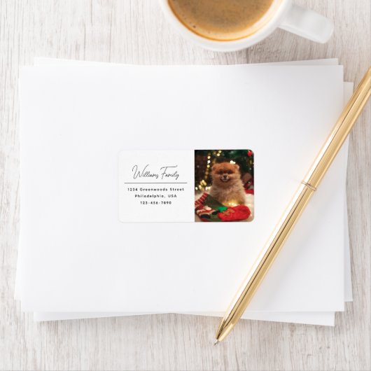 Modern Casual Script Dog Christmas Retouradres Etiket (Insitu)