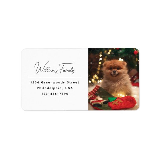 Modern Casual Script Dog Christmas Retouradres Etiket (Voorkant)