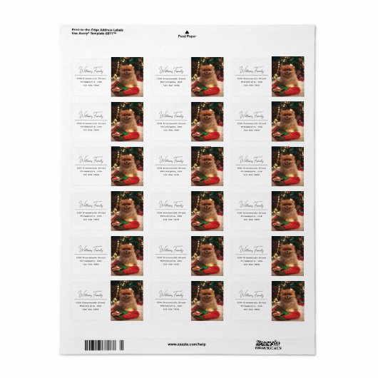 Modern Casual Script Dog Christmas Retouradres Etiket (Full Sheet)