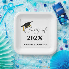 Modern Casual Script Twin Graduation Party Papieren Bordje