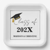 Modern Casual Script Twin Graduation Party Papieren Bordje (Voorkant)