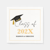 Modern Casual Script Twin Graduation Party Servet (Voorkant)