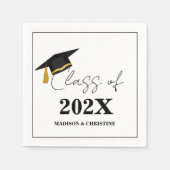 Modern Casual Script Twin Graduation Party Servet (Voorkant)