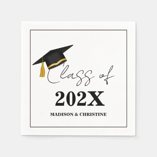 Modern Casual Script Twin Graduation Party Servet (Voorkant)