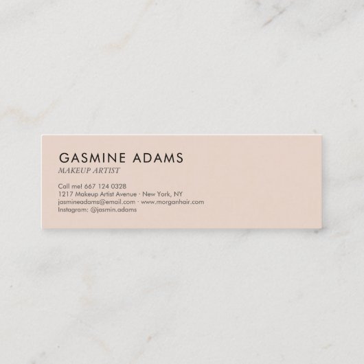 Modern Casual script voor chic Black en Cream Beig Mini Visitekaartje (Achterkant)