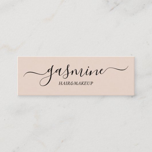 Modern Casual script voor chic Black en Cream Beig Mini Visitekaartje (Voorkant)