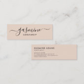 Modern Casual script voor chic Black en Cream Beig Mini Visitekaartje (Voorkant / Achterkant)